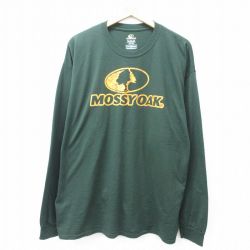 【20%OFF】XL★古着 長袖 Tシャツ メンズ モッシーオーク 大きいサイズ クルーネック 緑 グリーン 25aug28 中古