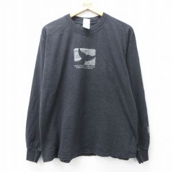 L★古着 長袖 ビンテージ Tシャツ メンズ 00年代 00s PACIFIC WHALE コットン クルーネック 黒 ブラック 25aug28 中古