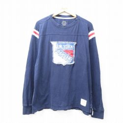 NHL ニューヨークレンジャーズ 長袖フットボールTシャツ アイスホッケー ネイビー XL | 古着