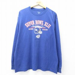 XL★古着 リーボック REEBOK 長袖 ビンテージ Tシャツ メンズ 00年代 00s NFL ニューイングランドペイトリオッツ 大きいサイズ コットン クルーネック 青 ブルー アメフト スーパーボウル 25aug28 中古