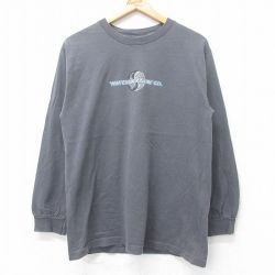 【50%OFF】M★古着 長袖 ビンテージ Tシャツ メンズ 00年代 00s 陰陽 サーフ コットン クルーネック 濃グレー 25aug28 中古