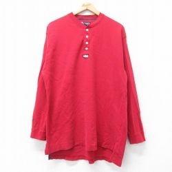 【50%OFF】XL★古着 ラルフローレン Ralph Lauren チャップス 長袖 ビンテージ ブランド Tシャツ メンズ 90年代 90s ロング丈 コットン 赤 レッド 25aug28 中古