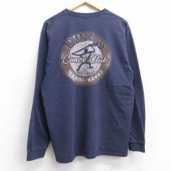 L★古着 長袖 ビンテージ Tシャツ メンズ 00年代 00s DUKES カヌークラブ コットン クルーネック 紺 ネイビー 25aug28 中古