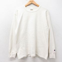 L★古着 チャンピオン Champion 長袖 ビンテージ Tシャツ メンズ 90年代 90s 無地 クルーネック USA製 生成り 25aug28 中古