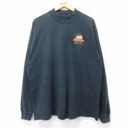 XL★古着 長袖 ビンテージ Tシャツ メンズ 00年代 00s HELUVA GOOD 大きいサイズ コットン モックネック ハイネック 黒 ブラック 25aug28 中古