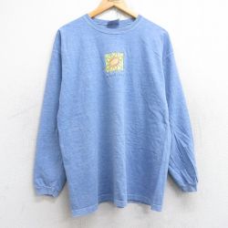 【50%OFF】L★古着 長袖 ビンテージ Tシャツ メンズ 90年代 90s 太陽 コットン クルーネック USA製 薄紺 ネイビー 霜降り 【spe】 25aug28 中古