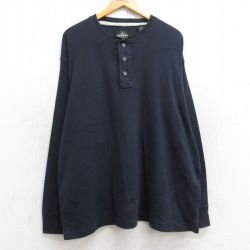XL★古着 レッドヘッド 長袖 ビンテージ Tシャツ メンズ 00年代 00s 無地 大きいサイズ コットン ヘンリーネック 黒 ブラック 25aug28 中古