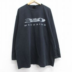 XL★古着 長袖 ビンテージ Tシャツ メンズ 90年代 90s 310 MOTORING 大きいサイズ コットン クルーネック USA製 黒 ブラック 【spe】 25aug29 中古