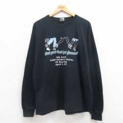 【20%OFF】XL★古着 長袖 ビンテージ Tシャツ メンズ 00年代 00s ランウォーク 大きいサイズ 企業広告 コットン クルーネック 黒 ブラック 25aug29 中古