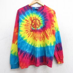 ヘインズ 00s 長袖Tシャツ ピースマークサンフランシスコ イエロー M | 古着