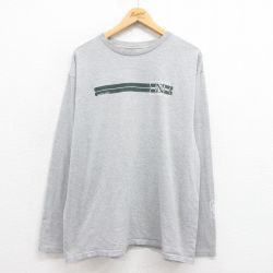 XL★古着 ノーティカ NAUTICA 長袖 ブランド Tシャツ メンズ ビッグロゴ クルーネック グレー 霜降り 25aug29 中古