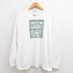 【50%OFF】XL★古着 長袖 ビンテージ Tシャツ メンズ 00年代 00s ハーフマラソン 企業広告 コットン クルーネック 白 ホワイト 25aug29 中古