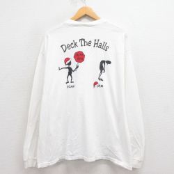 【20%OFF】XL★古着 長袖 ビンテージ Tシャツ メンズ 00年代 00s Deck 大きいサイズ コットン クルーネック 白 ホワイト 25aug30 中古