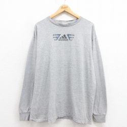 XL★古着 アディダス adidas 長袖 ビンテージ Tシャツ メンズ 90年代 90s ワンポイントロゴ 大きいサイズ クルーネック USA製 グレー 霜降り 【spe】 25aug30 中古