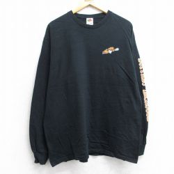 XL★古着 フルーツオブザルーム 長袖 ビンテージ Tシャツ メンズ 00年代 00s バッファロー ラクロス コットン クルーネック 黒 ブラック 25aug30 中古