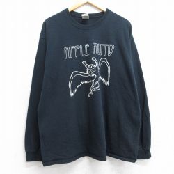 XL★古着 長袖 ビンテージ Tシャツ メンズ 00年代 00s APPLEAUTP 天使 コットン クルーネック 黒 ブラック 25aug30 中古