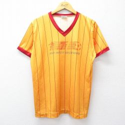 L★古着 半袖 ビンテージ サッカー Tシャツ メンズ 80年代 80s 1 スクール Vネック USA製 黄他 イエロー ストライプ 25aug30 中古