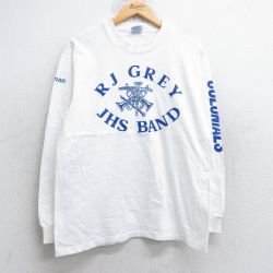 M★古着 ヘインズ Hanes 長袖 ビンテージ Tシャツ メンズ 00年代 00s 楽器 RJ CREY コットン クルーネック 白 ホワイト 25aug30 中古