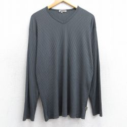 L★古着 長袖 トップス メンズ 無地 Vネック 濃グレー 25sep03 中古