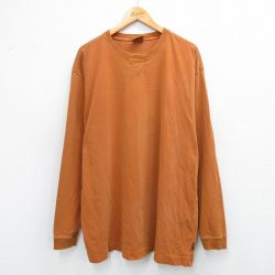 【20%OFF】XL★古着 ウールリッチ WOOLRICH 長袖 Tシャツ メンズ 無地 大きいサイズ コットン クルーネック オレンジ系 25sep04 中古