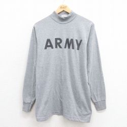 M★古着 長袖 Tシャツ メンズ ミリタリー アーミー ARMY リフレクター モックネック ハイネック グレー 霜降り 25sep04 中古