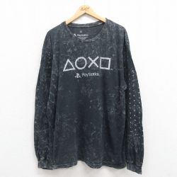 XL★古着 リップルジャンクション 長袖 Tシャツ メンズ ゲーム プレイステーション 大きいサイズ コットン クルーネック 黒 ブラック タイダイ 25sep04 中古