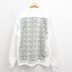 L★古着 長袖 ロック バンド Tシャツ メンズ USHER MINT コットン クルーネック USA製 白 ホワイト 25sep05 中古