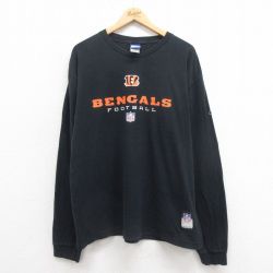 XL★古着 リーボック REEBOK 長袖 ビンテージ Tシャツ メンズ 00年代 00s NFL シンシナティベンガルズ コットン クルーネック 黒 ブラック アメフト スーパーボウル 25sep05 中古