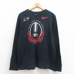 L★古着 ナイキ NIKE 長袖 Tシャツ メンズ ローズボール コットン クルーネック 黒 ブラック 25sep05 中古