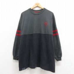 XL★古着 長袖 Tシャツ メンズ ブリザード 大きいサイズ ツートンカラー コットン クルーネック 濃グレー 25sep05 中古