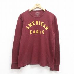 アメリカンイーグル 長袖Tシャツ ビッグロゴ バーガンディ L | 古着