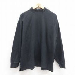 XL★古着 ナイキ NIKE ゴルフ 長袖 Tシャツ メンズ ワンポイントロゴ 大きいサイズ コットン モックネック ハイネック 黒 ブラック 25sep05 中古