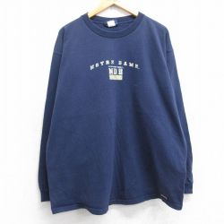 ジャンスポーツ 90s 長袖Tシャツ ノートルダムアイリッシュ ネイビー XL | 古着