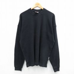 XL★古着 プロクラブ 長袖 サーマル Tシャツ メンズ 無地 大きいサイズ コットン クルーネック USA製 黒 ブラック 25sep24 中古