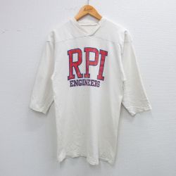 90s 7分袖Tシャツ RPI 生成り ベージュ M | 古着