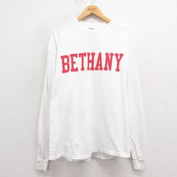 XL★古着 長袖 ビンテージ Tシャツ メンズ 00年代 00s BETHANY 大きいサイズ クルーネック 白 ホワイト 25sep26 中古