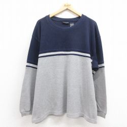 XL★古着 FADED GLORY 長袖 ビンテージ Tシャツ メンズ 00年代 00s 大きいサイズ コットン クルーネック 濃紺 ネイビー 25sep29 中古