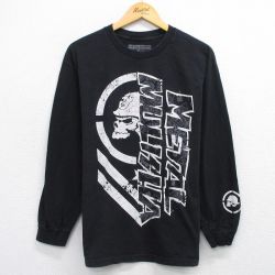 L★古着 長袖 Tシャツ メンズ メタルマリーシャ コットン クルーネック 黒 ブラック 25sep29 中古