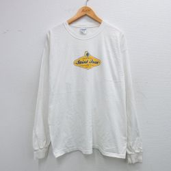 L★古着 長袖 Tシャツ メンズ Saint Rose 大きいサイズ コットン クルーネック 白 ホワイト 25oct03 中古