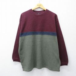 XL★古着 長袖 ビンテージ Tシャツ メンズ 00年代 00s マルチカラー 大きいサイズ コットン クルーネック エンジ他 25oct06 中古
