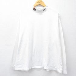 XL★古着 ナイキ NIKE 長袖 ビンテージ Tシャツ メンズ 00年代 00s カンザスジェイホークス 大きいサイズ コットン モックネック ハイネック 白 ホワイト 25oct06 中古