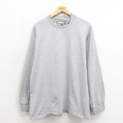 L★古着 ナイキ NIKE 長袖 ビンテージ Tシャツ メンズ 00年代 00s ワンポイントロゴ モックネック ハイネック グレー 霜降り 25oct23 中古