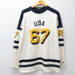 XL★古着 ラルフローレン ポロジーンズ 長袖 ブランド Tシャツ メンズ 00年代 00s USAロゴ 67 コットン クルーネック 生成り他【spe】 25nov26