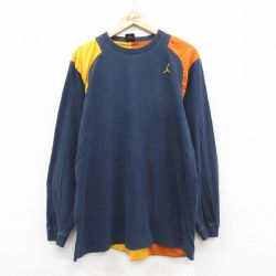 XL★古着 長袖 ビンテージ Tシャツ メンズ 00年代 00s マイケルジョーダン エアジョーダン  コットン クルーネック 紺他 25dec17