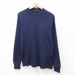 M★古着 長袖 ビンテージ Tシャツ メンズ 90年代 90s 無地 クルーネック USA製 紺 25dec17