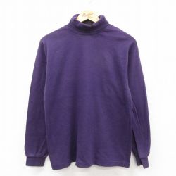 M★古着 エディーバウアー 長袖 ビンテージ Tシャツ メンズ 90年代 90s 無地 コットン クルーネック 紫【spe】 25dec18