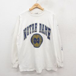 ノートルダム 90s 長袖Tシャツ モックネック ホワイト XL | 古着