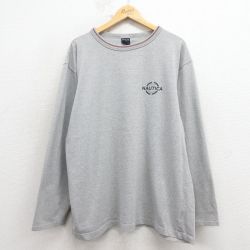 XL★古着 ノーティカ 長袖 ブランド Tシャツ メンズ 00年代 00s ワンポイントロゴ 大きいサイズ コットン カナダ製 グレー 霜降り他【spe】 26jan22