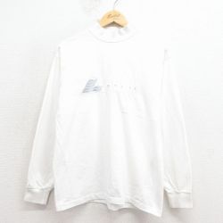 M★古着 長袖 ビンテージ Tシャツ メンズ 90年代 90s LARSON 刺繍 コットン モックネック ハイネック USA製 白 26jan22