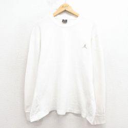 XL★古着 長袖 サーマル Tシャツ メンズ マイケルジョーダン エアジョーダン 大きいサイズ クルーネック 白 26jan22